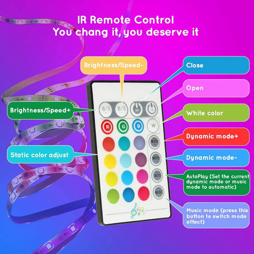 Tira Luces Led Rgb Multicolor Neón 10m Con Control Música