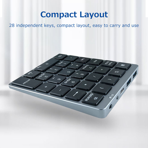 Teclado Numérico Inalámbrico: Bt/usb, Batería Incorporada,