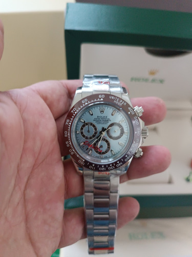Reloj Rolex No Omega Ap Daytona Federer Con Caja Azul Plateado Marrón Agua (Reacondicionado)