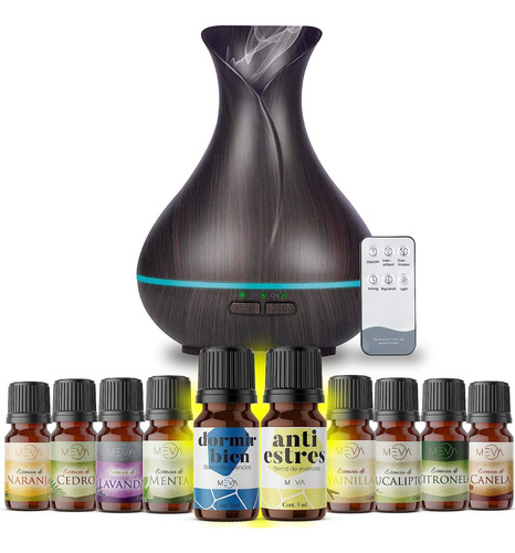 Aromaterapia Difusor De Aromas 500ml + Aceites Esenciales Color FLOR CHOCOLATE-DFCH