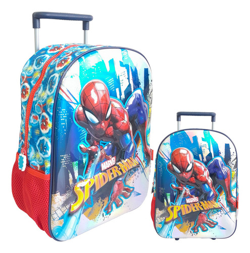 Mochila Escolar 14 Pulgadas, Con Carro Spiderman - 13017