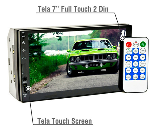 Imagem 2 de 9 de Central Mp5 7 Ht-3001 Usb Bt Aux Espelhamento Android E Ios