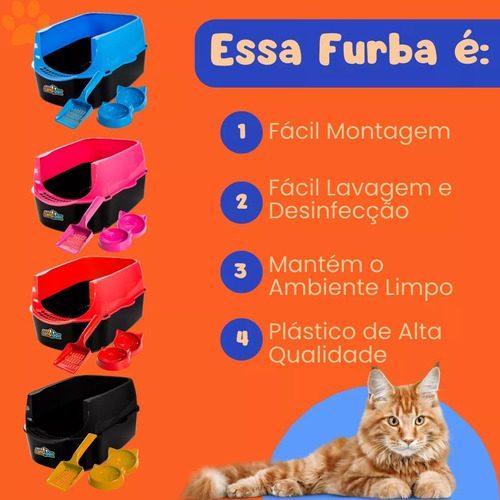 Kit 4 Caixa Areia Bandeja Furba Desmontável P/ Gatos Cor Vermelho