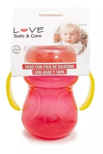 Vaso De Bebe Pico Silicona Tapa Asas Anti Derrame Love 300ml