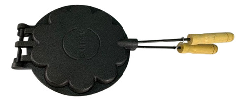 Forma Maquina De Waffle Fogão Ferro Santana Cabo Madeira Cor Preto Não Tem