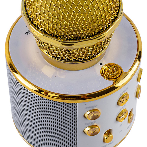 Micrófono Gadnic Km-01 Karaoke Inalámbrico Bluetooth C/ Efectos De Voz Dorado Larga Autonomia