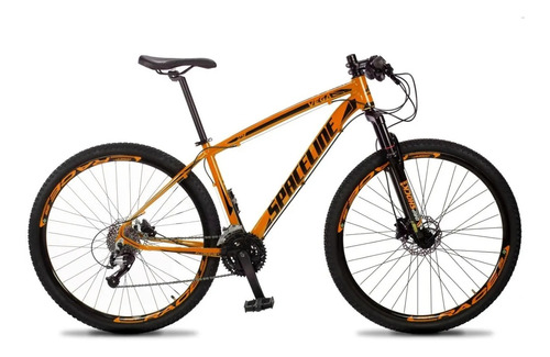 Mountain bike Spaceline Vega 2021 aro 29 19" 27v freios de disco hidráulico câmbios Dropp Indexado cor laranja/preto