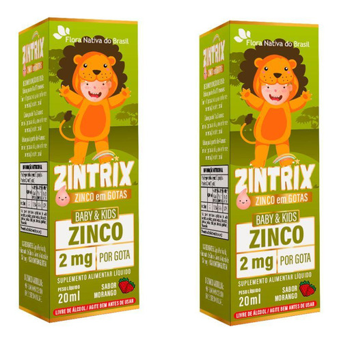 Kit 2x Zintrix Zinco Infantil 20ml Flora Nativa