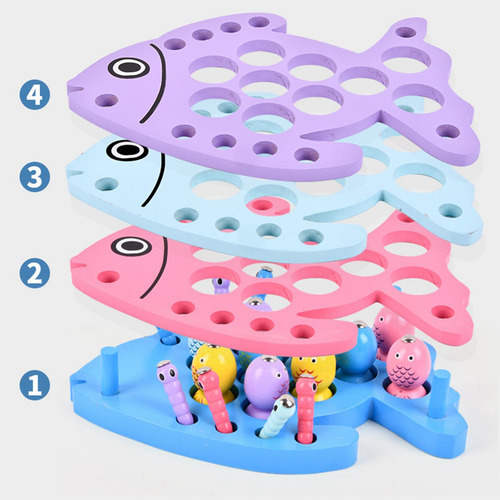 Playset Juego De Pesca Magnético De Madera Forma De