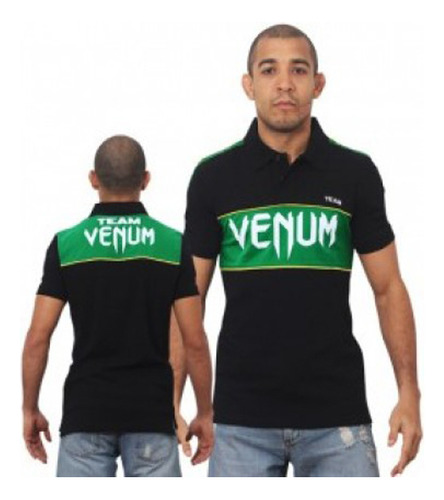 Remera Venum Team Polo Negro/verde-talle L