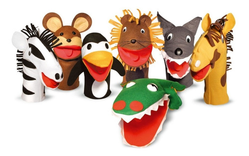 Fantoches Animais Selvagens Kit Com 7 Personagens