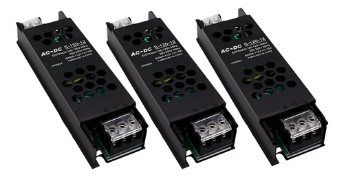 Kit 3 Fonte Chaveada 12v 10a 120w P/ Cftv Fita Led Som