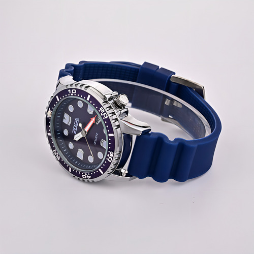 Reloj Zoea Ez8002-b Plata Cuarzo Resistente Al Agua 30m Correa Marino