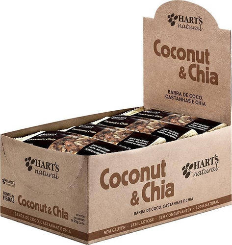 Caixa Com 20 Harts Cereal Sem Grúten Coconut & Chia De 25g