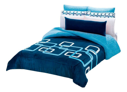 Cobertor King Size/queen Size Borrega Edimburgo Azul Concord