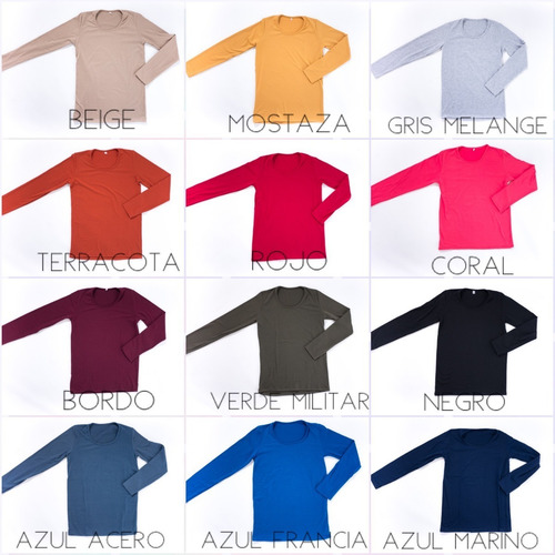 Combo 5 Remera Manga Larga+5 Manga Corta Mujer Modal Premium