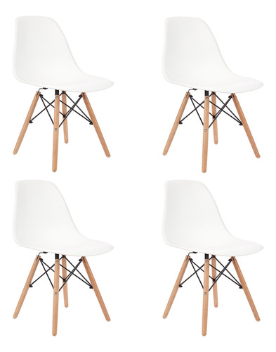 4 Cadeiras de Jantar Decorshop Charles Eames DKR Eiffel Cor Branco