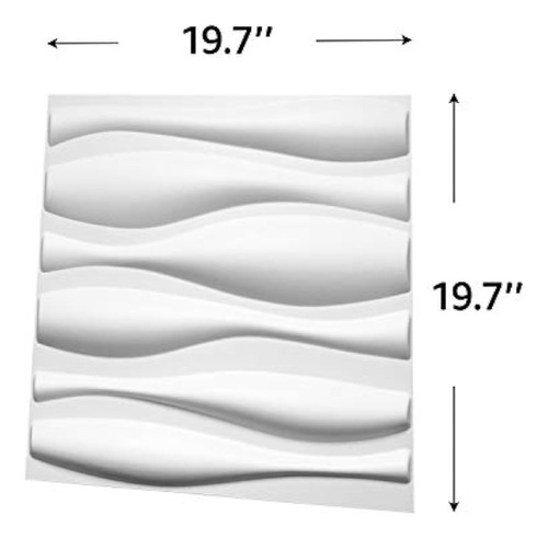 Art3d Durable 3d Panel De Pared Pvc Wave Wall Diseño Blanco 