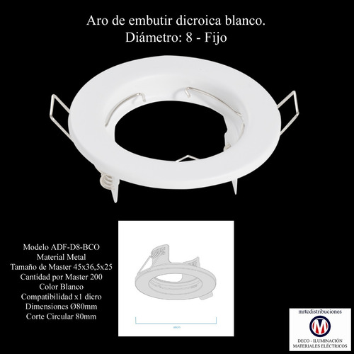 Pack 10 Spot Embutir Fijo 8cm Macroled Completo Con Led 6/7w Blanco (luz Cálida)