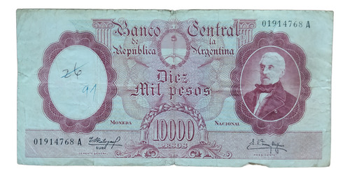 Antiguo Billete 10000 Pesos Moneda Nacional Bott 2186 1961