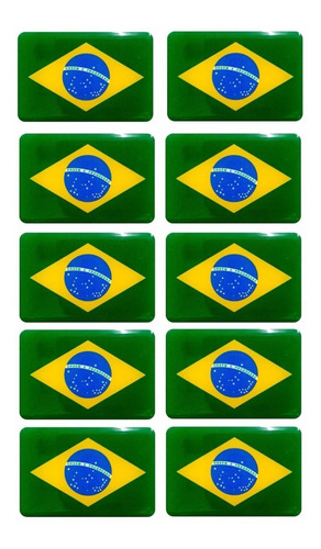 10 Adesivos Bandeira Brasil Carro Moto Capacete Resinado 