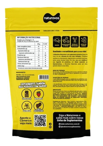 Albumina Naturovos 420g - Sabor Natural Sem Sabor