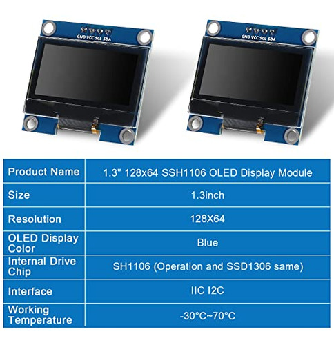Módulo De Pantalla Oled De 1.3 Spi Iic I2c Serial 128x64