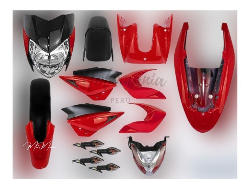 Kit Plasticos Para Moto Pulsar 135 Completo  Rojo