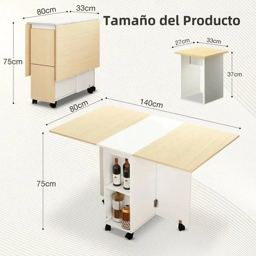 Comedor Plegable Para 4 Personas Incluye 4 Pisos 140x80x76