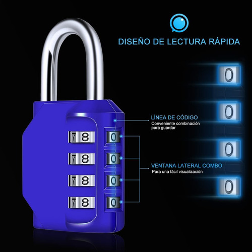 Candado De Combinación De 4 Dígitos, Cerraduras Reajustables