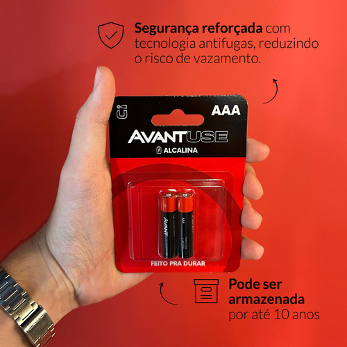 Kit 2 Pilhas Alcalina Aaa Palito 1.5v Avant Use