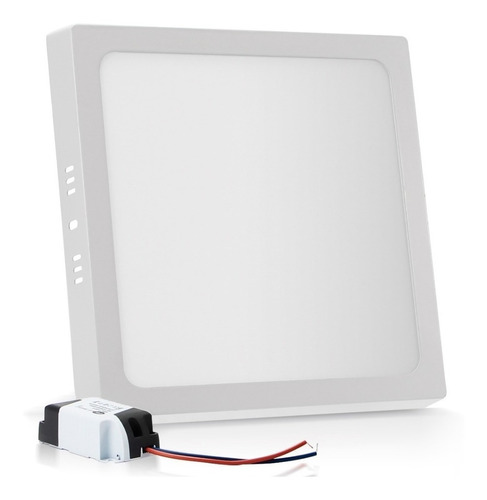 Painel Plafon Sobrepor 25w Led Quadrado Branco Frio Reator