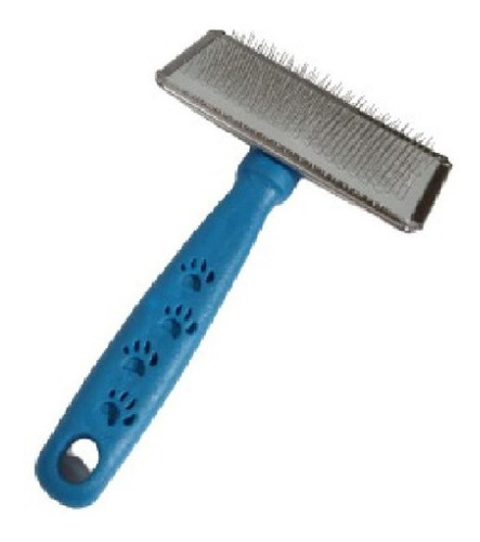 Rasqueadeira Pente Cachorro Gato Cabo Plástico Patinhas Azul