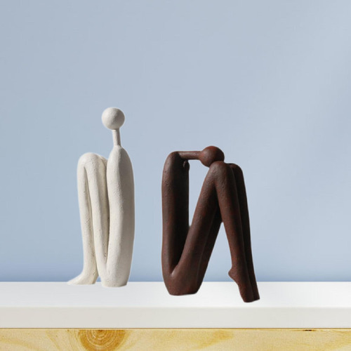 2 Pçs Esculturas De Arte Abstrata Estátuas Modernas