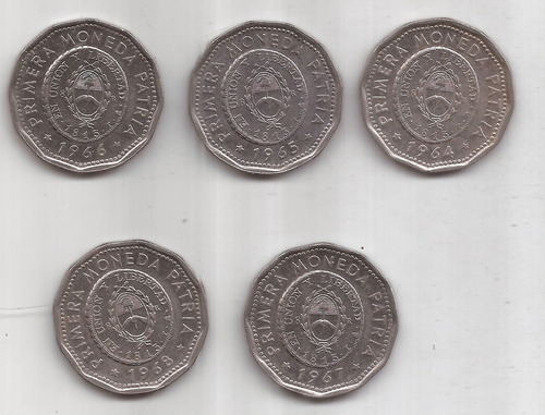 Serie Completa Monedaa Patria 25 Pesos 1964-1968 5 Monedas (Usado)
