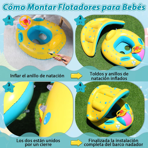 Flotador Para Bebé Con Toldo Desmontable Upf 50+,salvavidas