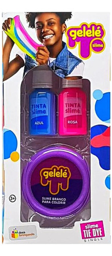 Gelelé Slime Para Colorir Tye Dye Single - Azul E Rosa