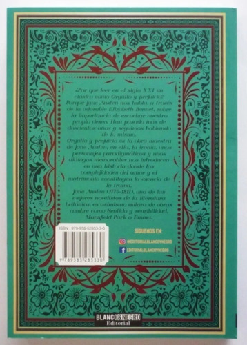 Orgullo Y Prejuicio, De Jane Austen. Editorial Blanco&negro, Tapa Blanda En Español, 2018