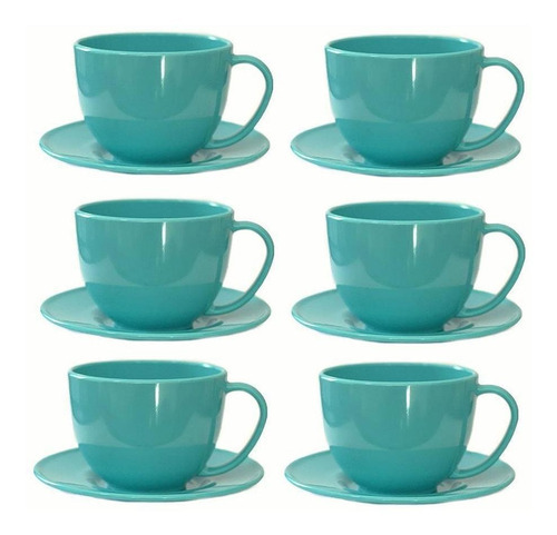 Kit de 10 tazas de té acrílicas y 10 platillos acrílicos Tiffany Blue