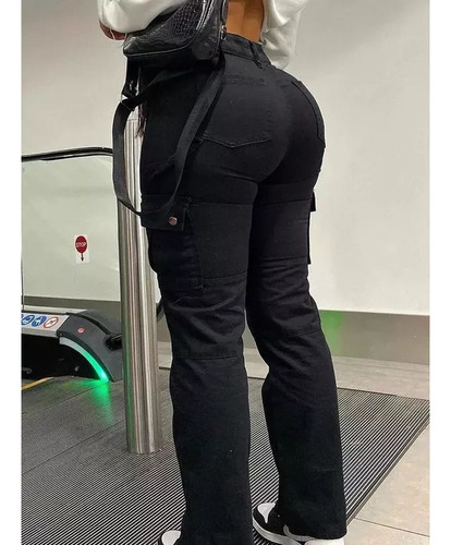 Pantalones Blanco Joggers Tiro Alto De Mujer Cargo Mezclilla