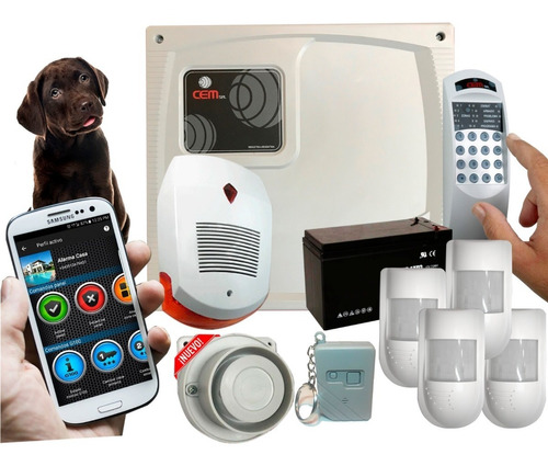 Kit Alarma Casa Celular+4 Sensor Pet+sirenas+control+bateria