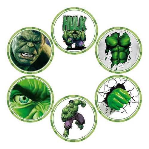 18 Obleas Comestibles 5 Cm Diámetro Hulk