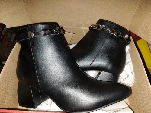 Botines Negros Con Cadenita Elegante Bonitos Env o gratis