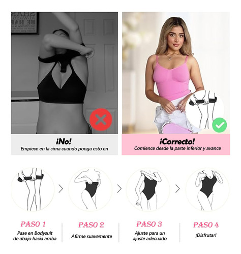 Bodysuit Shapewear Body Para Mujer Con Control De Barriga Rosa Xl