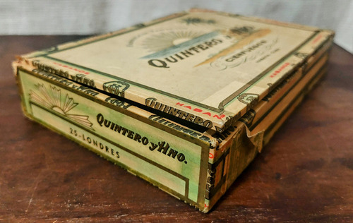 Antigua Caja De Madera Para Habanos Vacía Quintero Hno (Usado)