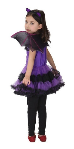 Imagem 4 de 8 de Fantasia Vampira Infantil Vampirinha Halloween C/asas E Arco