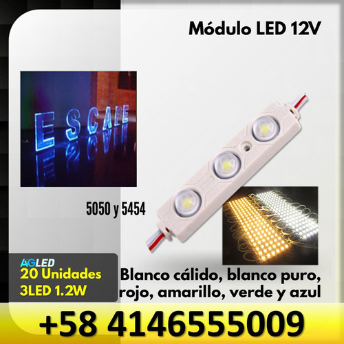 Modulos Led Blanco Calido 3k 20x3led 1.5w 12v 8.5cm Con Lupa