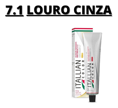 Imagem 1 de 4 de Coloraçao Itallian Color Professional 7.1 (17) Louro Cinza 