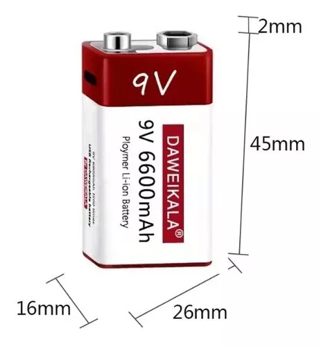 LP Baterías recargables de litio de 9 V, baterías de iones de litio de  larga duración de 600 mAh con estación de carga micro USB, paquete de 4