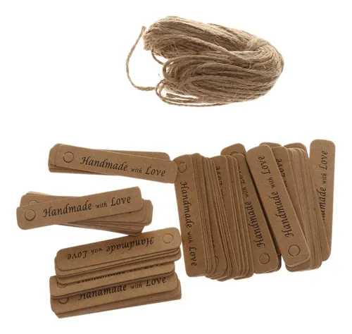 200 Etiquetas Kraft + 100m Hilo Yute - Etiquetas Colgantes Para Regalos, Manualidades, DIY